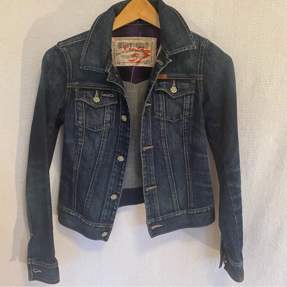 Chevignon 57 XXS/XS jean jacket dark blue preowned denim. EUC - Picture 2 of 9